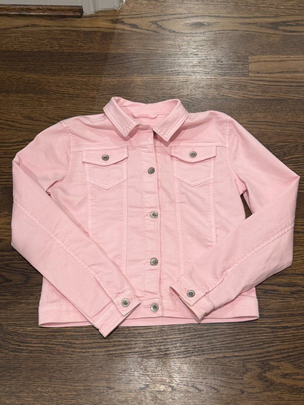 Vineyard Vines Girls Large 14 Pink Denim Jacket Stretch Trucker Style